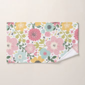 Roze Blauwe Gele Bloemen Modern Bloemendesign Badh Bad Handdoek (Handdoek)