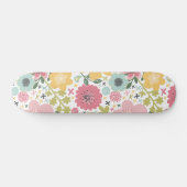 Roze blauwe gele bloemen Modern Floral Skateboard (Horizontaal)