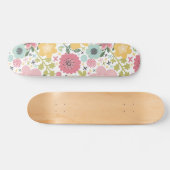 Roze blauwe gele bloemen Modern Floral Skateboard (Horizontaal)