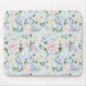 Roze Blauwe Gele Bloemen Muismat (Voorkant)