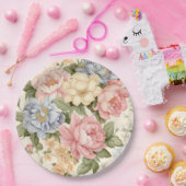 Roze Blauwe Gele Bloemen Papieren Bord (Feest)