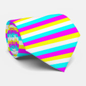 Roze, blauwe, gele en witte strepen stropdas (Opgerold)