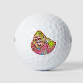 Roze blauwe gele Gorilla-schilderijen Golfballen (Voorkant)