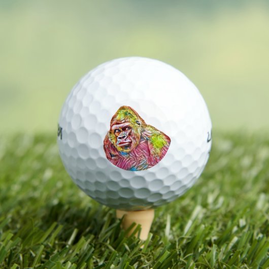 Roze blauwe gele Gorilla-schilderijen Golfballen (Insitu Shirt)