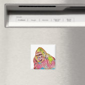 Roze blauwe gele Gorilla-schilderijen Magneet (Insitu (Vaatwasser))