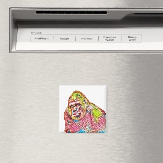 Roze blauwe gele Gorilla-schilderijen Magneet (Insitu (Vaatwasser))