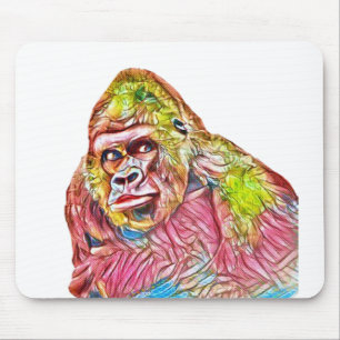 Roze blauwe gele Gorilla-schilderijen Muismat