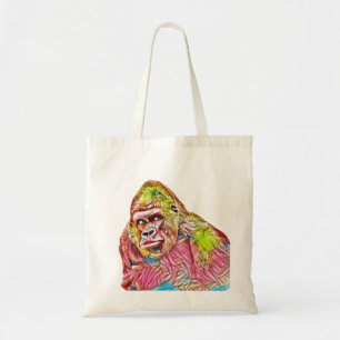 Roze blauwe gele Gorilla-schilderijen Tote Bag
