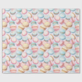 Roze Blauwe Gele Macarons Verjaardag Cadeaupapier (Vlak)