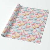 Roze Blauwe Gele Macarons Verjaardag Cadeaupapier (Uitgerold)