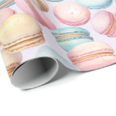 Roze Blauwe Gele Macarons Verjaardag Cadeaupapier (Rol Hoek)
