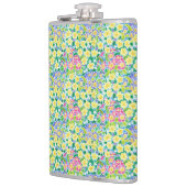  roze, blauwe, gele primroserkolf heupfles (Links)