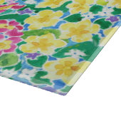 Roze, Blauwe, Gele Primroses Glas Snijplank (Hoek)