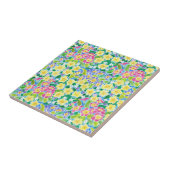 roze, blauwe, gele primroses keramische Tegel Tegeltje (Zijkant)