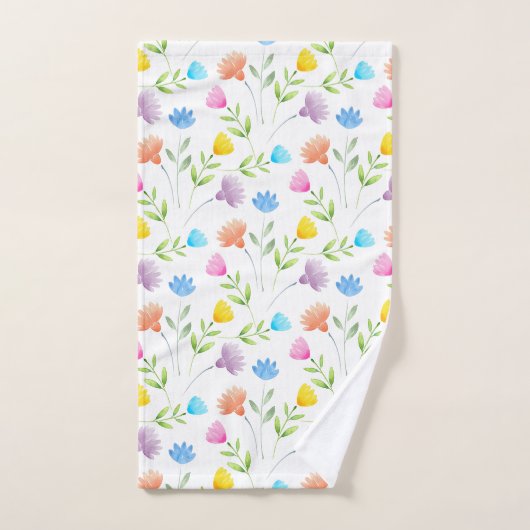 Roze, blauwe, gele pruimelpatroon bad handdoek (Handdoek)