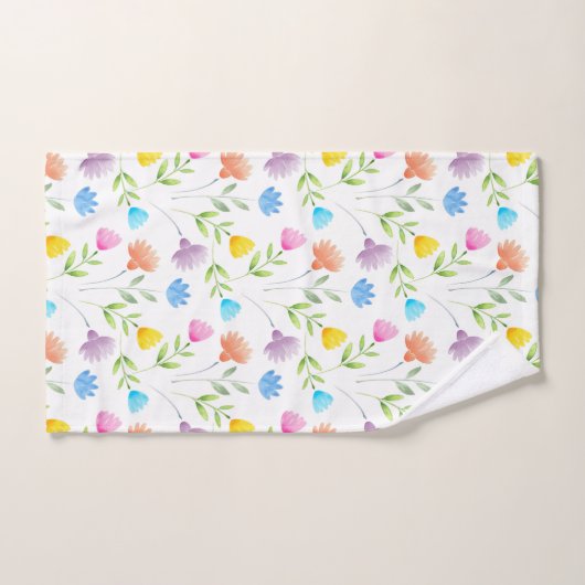 Roze, blauwe, gele pruimelpatroon bad handdoek (Handdoek)