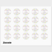 Roze, blauwe, gele pruimelpatroon ronde sticker (Vel)