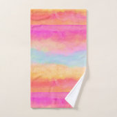 Roze blauwe gele regenboog Abstracte strepen Bad Handdoek (Handdoek)