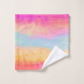 Roze blauwe gele regenboog Abstracte strepen Bad Handdoek (Wasdoekje)