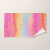 Roze blauwe gele regenboog Abstracte strepen Bad Handdoek (Handdoek)