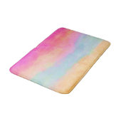 Roze blauwe gele regenboog Abstracte strepen Badmat (Gekanteld)
