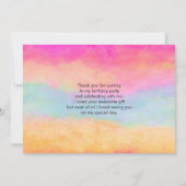 Roze blauwe gele regenboog Abstracte strepen Bedankkaart (Achterkant)