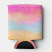 Roze blauwe gele regenboog Abstracte strepen Blikjeskoeler (Achterkant)