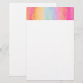 Roze blauwe gele regenboog Abstracte strepen Briefpapier (Voorkant / Achterkant)