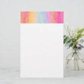 Roze blauwe gele regenboog Abstracte strepen Briefpapier (Staand voorkant)