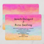 Roze blauwe gele regenboog Abstracte strepen bruil Kaart (Voorkant / Achterkant)