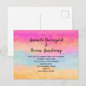 Roze blauwe gele regenboog Abstracte strepen bruil Uitnodiging Briefkaart (Voorkant / Achterkant)