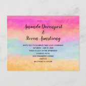 Roze blauwe gele regenboog Abstracte strepen bruil Uitnodiging Briefkaart (Voorkant)