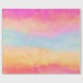 Roze blauwe gele regenboog Abstracte strepen Cadeaupapier (Vlak)