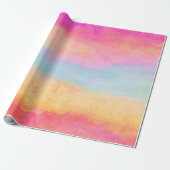 Roze blauwe gele regenboog Abstracte strepen Cadeaupapier (Uitgerold)