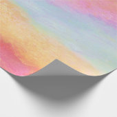 Roze blauwe gele regenboog Abstracte strepen Cadeaupapier (Hoek)