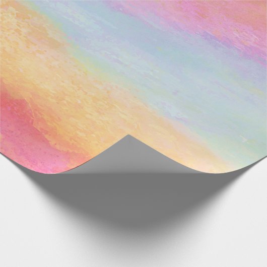 Roze blauwe gele regenboog Abstracte strepen Cadeaupapier (Hoek)