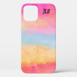 Roze blauwe gele regenboog Abstracte strepen Case-Mate iPhone Case