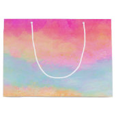 Roze blauwe gele regenboog Abstracte strepen Groot Cadeauzakje (Voorkant)
