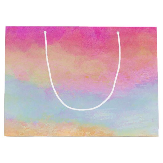 Roze blauwe gele regenboog Abstracte strepen Groot Cadeauzakje (Voorkant)
