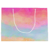 Roze blauwe gele regenboog Abstracte strepen Groot Cadeauzakje (Achterkant)