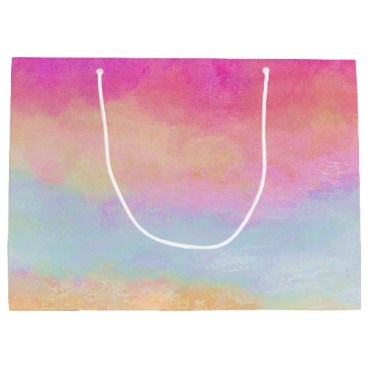 Roze blauwe gele regenboog Abstracte strepen Groot Cadeauzakje (Achterkant)