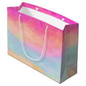 Roze blauwe gele regenboog Abstracte strepen Groot Cadeauzakje (Achterkant Gekanteld)