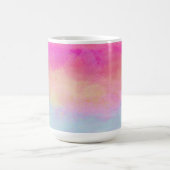 Roze blauwe gele regenboog Abstracte strepen Koffiemok (Center)
