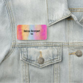 Roze blauwe gele regenboog Abstracte strepen Naamplaatje (In situ)