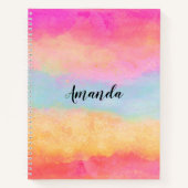 Roze blauwe gele regenboog Abstracte strepen Notitieboek (Voorkant)