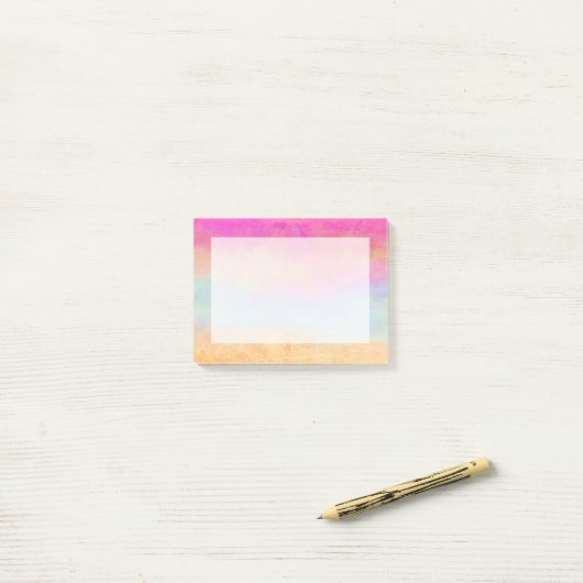 Roze blauwe gele regenboog Abstracte strepen Post-it® Notes (Op bureau)