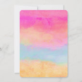 Roze blauwe gele regenboog Abstracte strepen Save The Date (Achterkant)