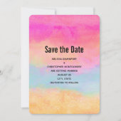 Roze blauwe gele regenboog Abstracte strepen Save The Date (Voorkant)