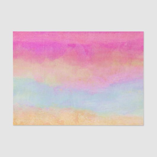 Roze blauwe gele regenboog Abstracte strepen Tissuepapier (Voorkant)