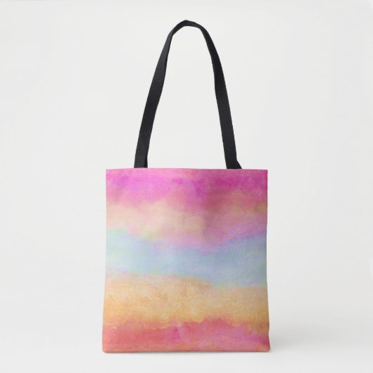 Roze blauwe gele regenboog Abstracte strepen Tote Bag (Voorkant)
